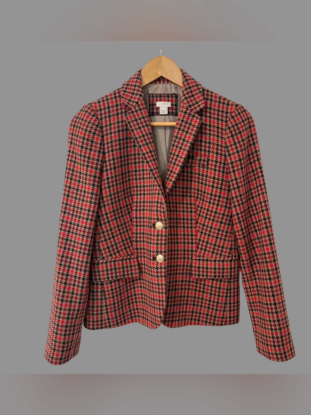 J. Crew Red Plaid Wool Two Button Blazer US6
